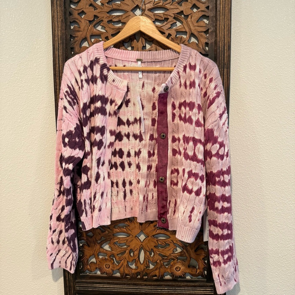 Young Fabulous & Broke Pink and Plum Tie-Dye Knit Cardigan